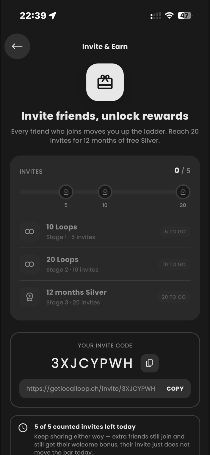 LocalLoop App – Freunde einladen und Loops verdienen