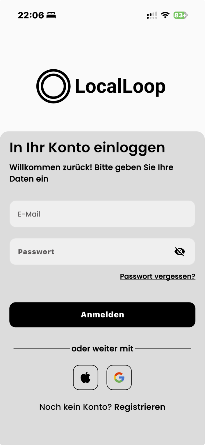 LocalLoop App – Konto erstellen
