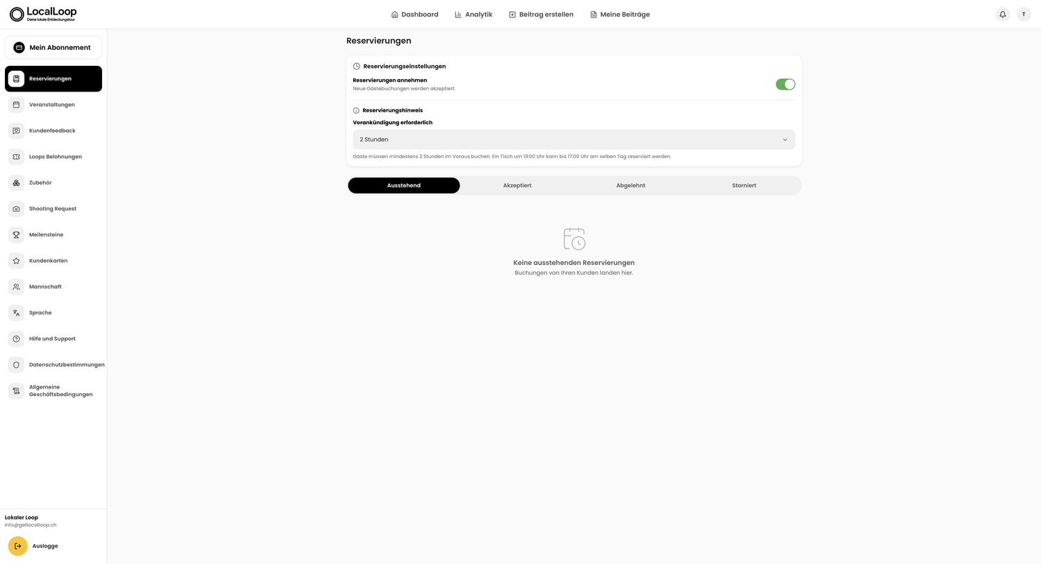 LocalLoop Web-App — Reservierungen verwalten